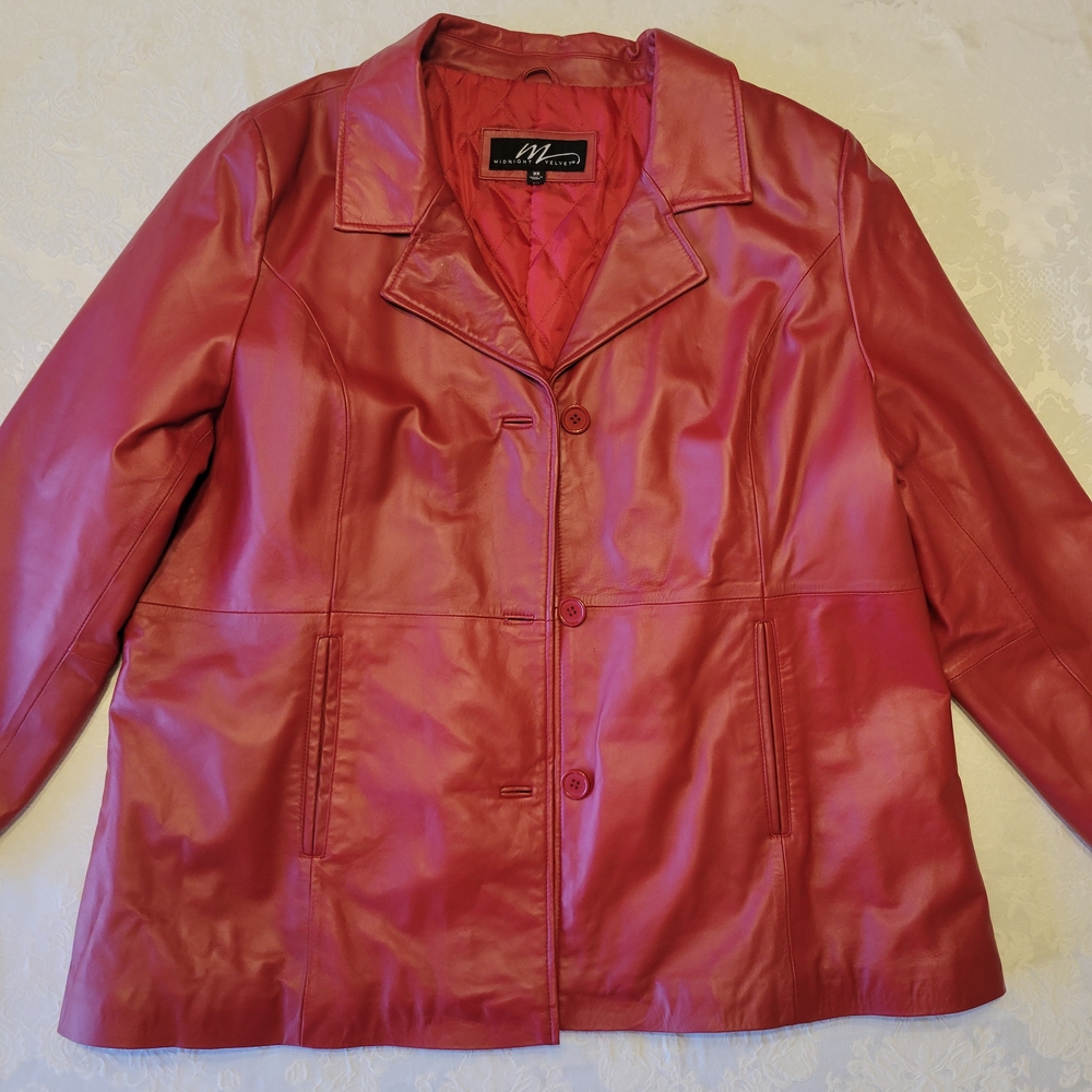Midnight Velvet Ruby Leather Jacket - image 1